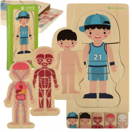 Puzzle din lemn Aga Montessori părți ale corpului Băiat