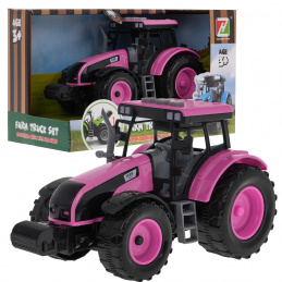 Tractor interactiv roz pentru copii 3+ Capotă deschisă + sunete + lumini LED