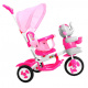 tricicletă pentru copii Elephant Pink + sunete + copertină + barieră de siguranță + suport pentru picioare + mâner + schiuri + spațiu de depozitare