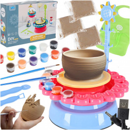 Set creativ Aga Roată de olar pentru copii + lut și pictură 600g