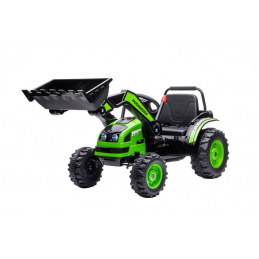 Excavator Tractor pe acumulator pentru copii Verde + Braț Mișcător Cupă + Telecomandă + Start Lent + Radio FM + LED