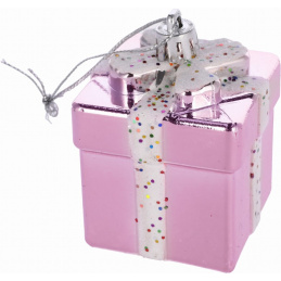 Bombă roz în formă de cadou pentru bradul de Crăciun Bombă roz în formă de cadou pentru bradul de Crăciun