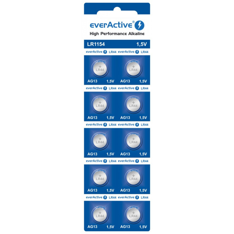 Baterii EverActive Alkaline G13 LR44 LR1154 10 buc.