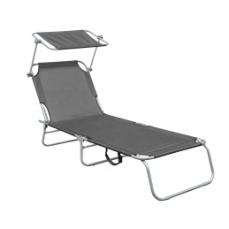 Aga Șezlong de grădină reglabil cu copertină Gri