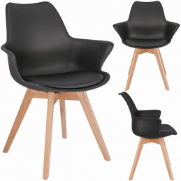 Scaun ORLEAN scandinav din plastic piele ecologică negru Scaun ORLEAN scandinav din plastic piele ecologică negru