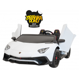 Mașină Lamborghini Aventador SV pe acumulator pentru 2 copii Albă