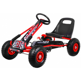 Kart cu pedale Air pentru copii 3+ Roșu + Anvelope gonflabile + Scaun reglabil