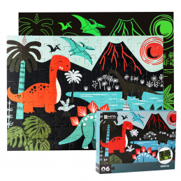 Puzzle pentru copii Aga4Kids cu dinozauri care luminează, 100 de piese