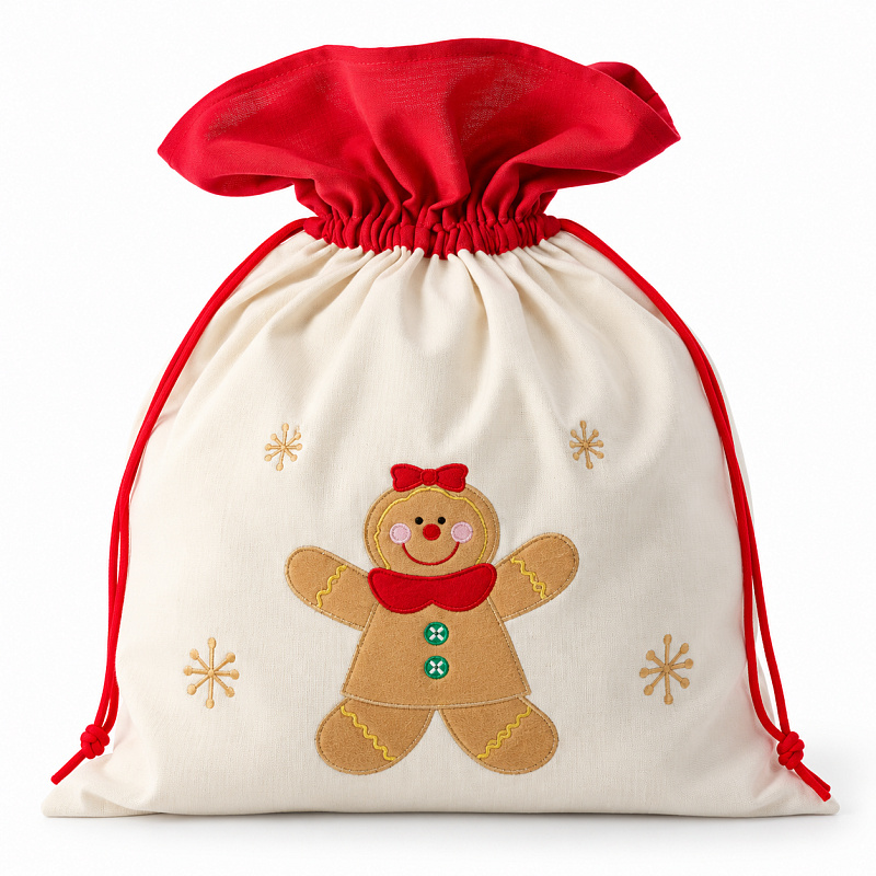Aga Sac de Crăciun pentru cadouri cu turtă dulce 45×60 cm