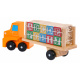 Camion de lemn cu remorcă și cuburi pentru copii 2+ Jucărie educativă + cuburi cu litere și cifre