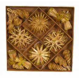 Decorațiuni de Crăciun de agățat din paie, mix de modele