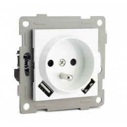 Priză albă cu știft și USB