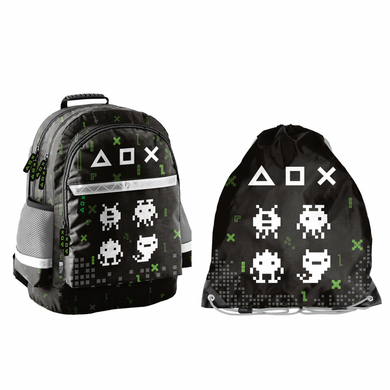 Paso Set școlar cu rucsac cu trei compartimente + sac pentru spate Game