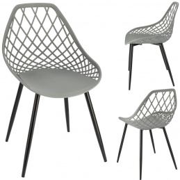 Scaun ARANDA din plastic gri cu picioare negre