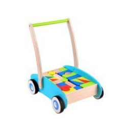Împingător din lemn, premergător, cărucior cu cuburi ZA3724 universal