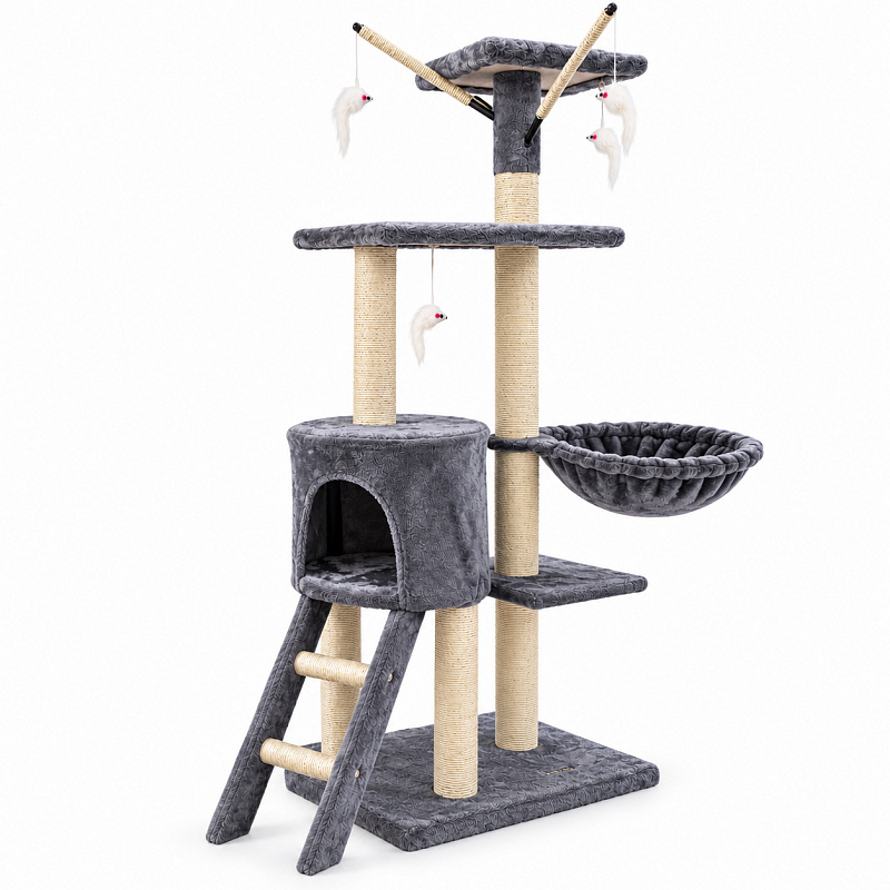 Aga Stâlp pentru zgâriat pentru pisici 49x35x136 cm Gri