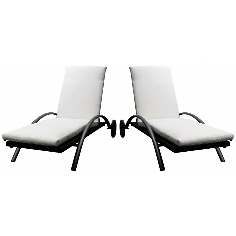 Aga 2x Șezlong de grădină reglabil LOUNGE poliratan Negru - II. CALITATE