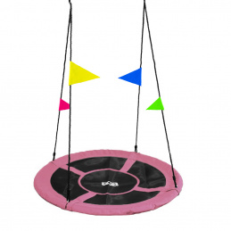 Aga Cerc de leagăn suspendat 120 cm Roz cu stegulețe