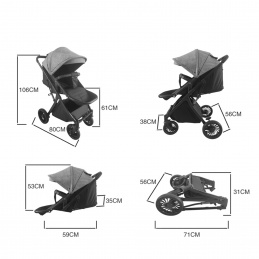 Aga Cărucior sport Negru/Albastru