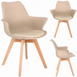 Scaun ORLEAN scandinav din plastic piele ecologică bej Scaun ORLEAN scandinav din plastic piele ecologică bej