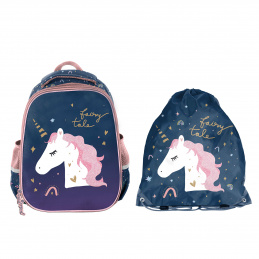 Paso Set școlar rucsac cu două compartimente + sac pentru spate Unicorn