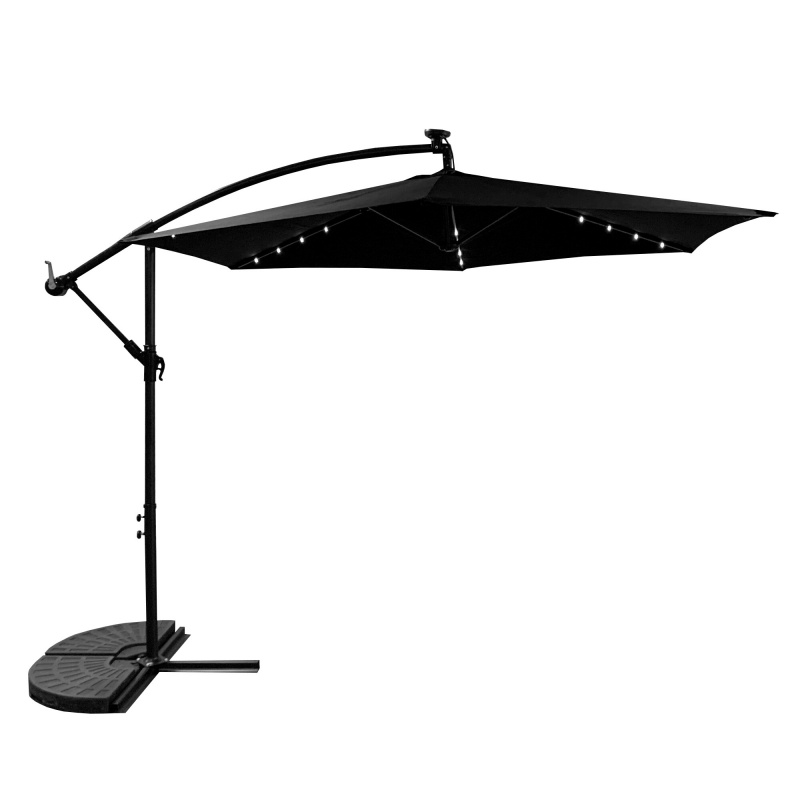 Umbrelă de grădină Aga 300 cm Neagră cu iluminare LED
