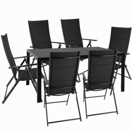 Set de grădină masă + 6 șezlonguri