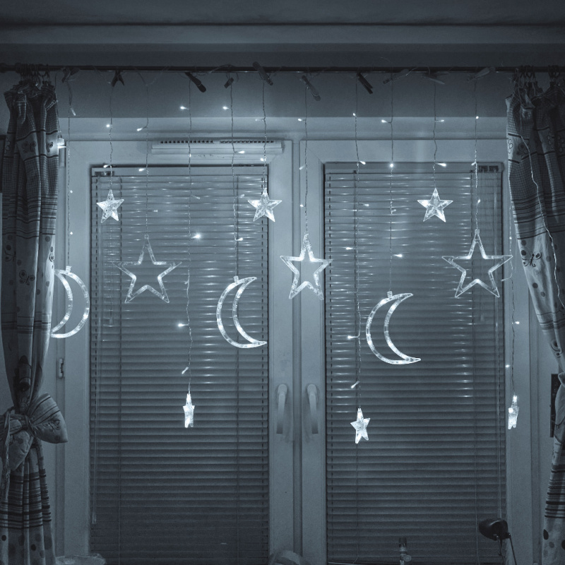 Aga LED Perdea Luminoasă Stele și Lună 2,5 m 138 LED Alb Rece