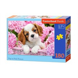 Puzzle 180 buc. Pup in Pink Flowers universal