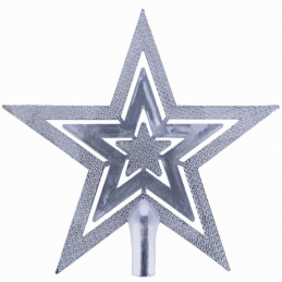 Stea argintie pentru bradul de Crăciun de agățat în vârf Stea argintie pentru bradul de Crăciun de agățat în vârf