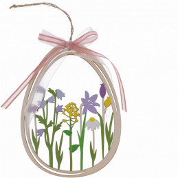 Ouă de Paște din lemn cu flori pentru agățat