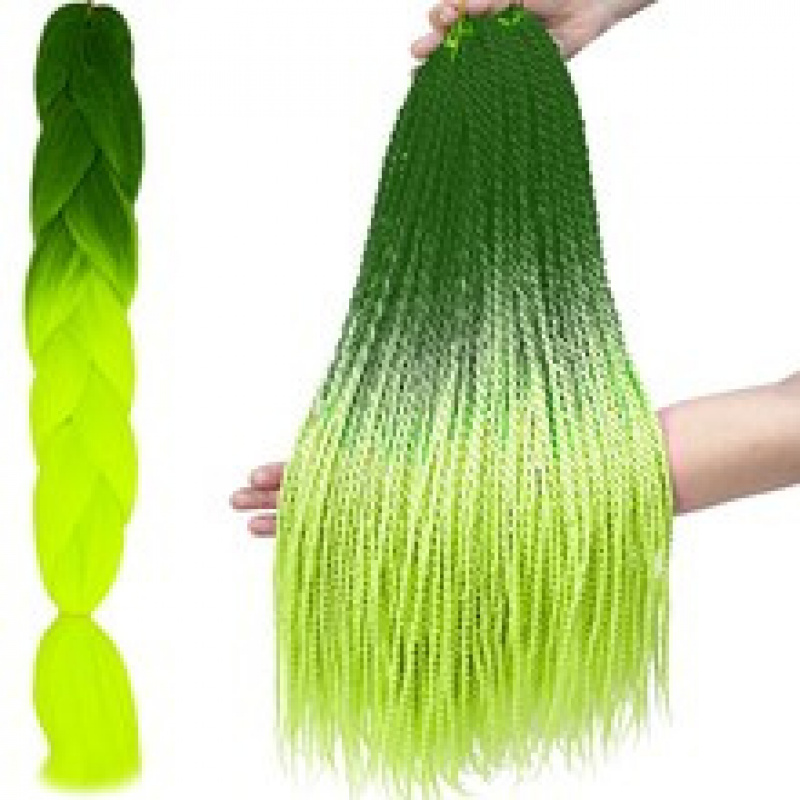 Păr Kanel sintetic Codițe Ombre verde neon ISO
