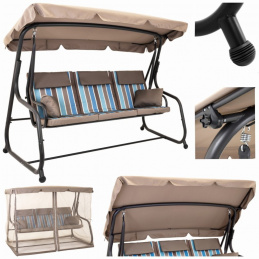 Leagăn de grădină pentru 3 persoane cu plasă de țânțari Leagăn de grădină pentru 3 persoane cu plasă de țânțari