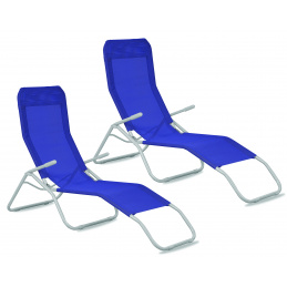 Aga 2x Șezlong de grădină SIESTA Albastru închis