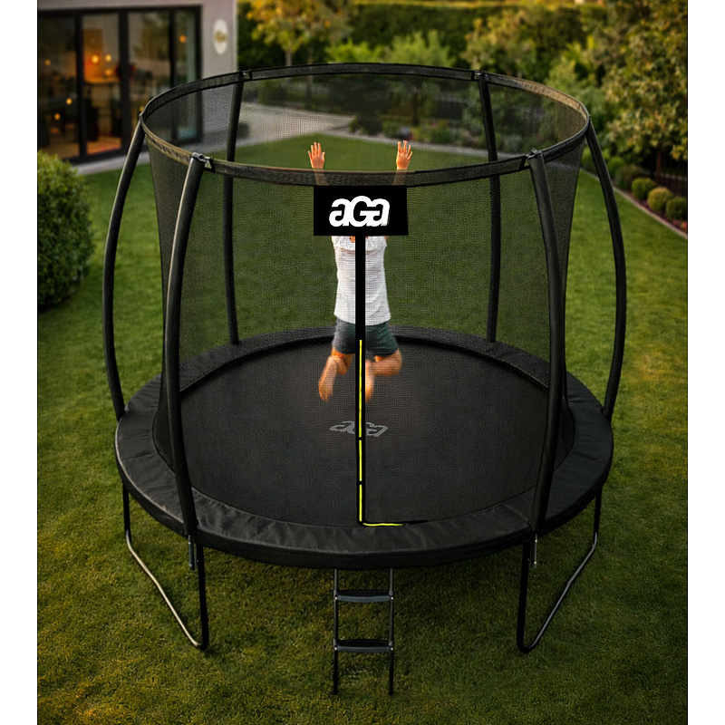 Aga SPORT EXCLUSIVE Trambulină 250 cm Negru + plasă de protecție + scară - CALITATEA a II-a