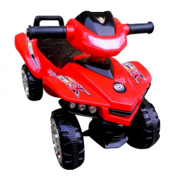 Vehicul Quad J5 roșu, premergător, muzică, claxon