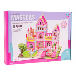 Căsuța de Lemn a Prințeselor din Cărămizi 183 buc. pentru copii 3+ Elemente de construcție + 2 Figurine Prințese + Accesorii