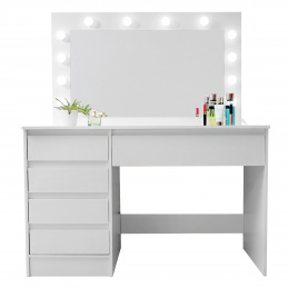 Aga Măsuță de toaletă cu oglindă și iluminare Alb mat