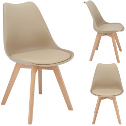 Scaun OSLO scandinav din plastic piele ecologică bej