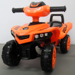 Vehicul Quad J5 portocaliu, premergător, muzică, claxon