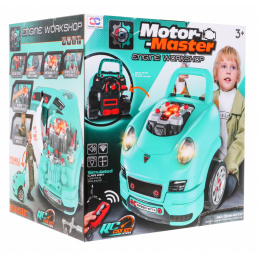 Mașinuță cu motor de reparat pentru copii 3+ Unelte + Cockpit interactiv + Telecomandă 61 el. Set mic de mecanic