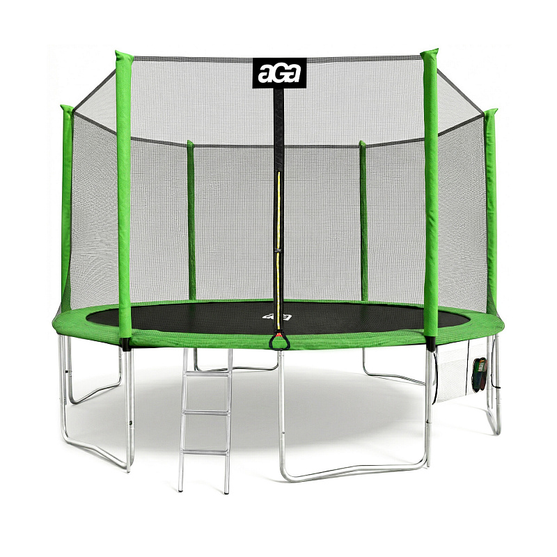 Aga SPORT PRO Trambulină 430 cm Verde deschis + plasă de protecție + scară + buzunar pentru încălțăminte