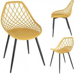 Scaun ARANDA din plastic, culoare muștar, cu picioare negre Scaun ARANDA din plastic, culoare muștar, cu picioare negre