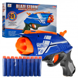 Pistol manual pentru copii 6+ Blaze Storm Mecanism cu arc + 20 de proiectile lungi din spumă