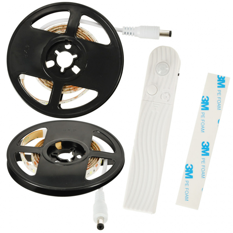 Detector de mișcare USB bandă LED 1M alb cald pe baterii