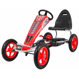 Kart cu pedale Full Ahead AIR pentru copii 3+ Roșu + Reglare scaun + Roți gonflabile + Frână de mână