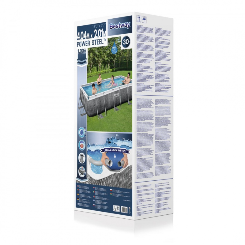 Power Steel 404x201x100 Imitare ratan 13x6FT BESTWAY 6in1 Rack Pool + pompă + scară