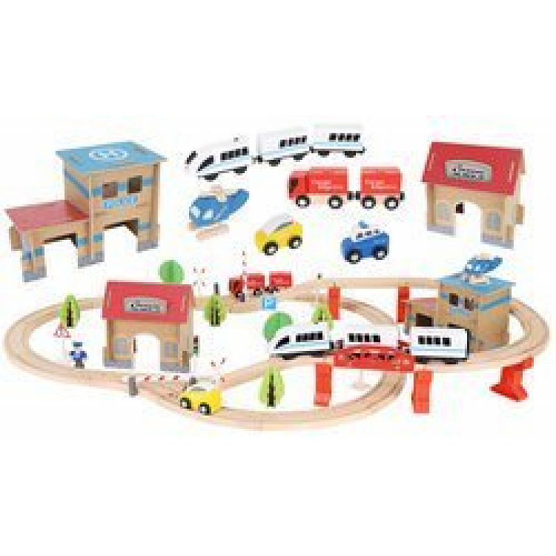 Set de cale ferată din lemn 89 piese Kruzzel - 6DZ083 - II. CALITATE