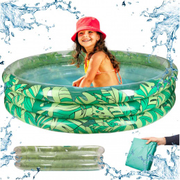 Piscină gonflabilă pentru copii cu 3 camere, 150 cm, cu frunze