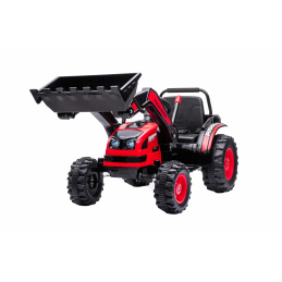 Excavator Tractor pe acumulator pentru copii Roșu + Braț Mișcător Cupă + Telecomandă + Start Lent + Radio FM + LED
